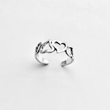 Sterling Silver Four Hearts Toe Ring, Silver Rings, Love Heart Jewelry