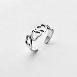 Sterling Silver Four Hearts Toe Ring, Silver Rings, Love Heart Jewelry