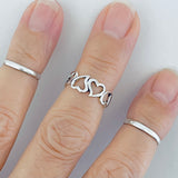 Sterling Silver Four Hearts Toe Ring, Silver Rings, Love Heart Jewelry