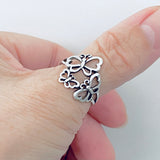 925 Sterling Silver Three Butterfly Ring | Boho Spirit Animal Insect Jewelry