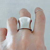 925 Sterling Silver Thin Concave Ring | Statement Boho Wide Band Silver Rings