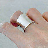 925 Sterling Silver Thin Concave Ring | Statement Boho Wide Band Silver Rings