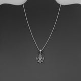 Sterling Silver Small Filigree Fleur De Lis Necklace, Silver Necklaces, Saints Chain, France, Lily
