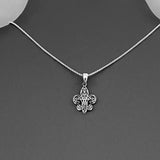 Sterling Silver Small Filigree Fleur De Lis Necklace, Silver Necklaces, Saints Chain, France, Lily
