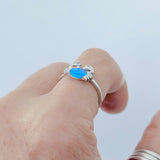 Sterling Silver Blue Lab Opal Crab Ring, Ocean Rings, Crustacean, Beach Jewelry