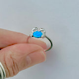 Sterling Silver Blue Lab Opal Crab Ring, Ocean Rings, Crustacean, Beach Jewelry