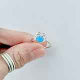 Sterling Silver Blue Lab Opal Crab Ring, Ocean Rings, Crustacean, Beach Jewelry
