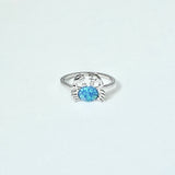 Sterling Silver Blue Lab Opal Crab Ring, Ocean Rings, Crustacean, Beach Jewelry