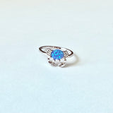 Sterling Silver Blue Lab Opal Crab Ring, Ocean Rings, Crustacean, Beach Jewelry