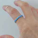 Sterling Silver Eternity Blue Lab Opal Ring, Wedding Band, Stackable Jewelry
