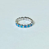 Sterling Silver Eternity Blue Lab Opal Ring, Wedding Band, Stackable Jewelry