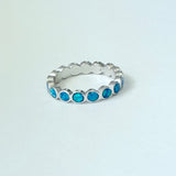 Sterling Silver Eternity Blue Lab Opal Ring, Wedding Band, Stackable Jewelry
