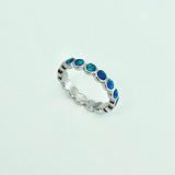 Sterling Silver Eternity Blue Lab Opal Ring, Wedding Band, Stackable Jewelry
