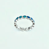 Sterling Silver Eternity Blue Lab Opal Ring, Wedding Band, Stackable Jewelry