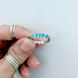 Sterling Silver Eternity Blue Lab Opal Ring, Wedding Band, Stackable Jewelry