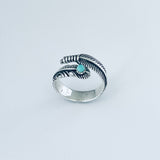 Sterling Silver Feather Ring with Synthetic Turquoise, Feather Ring, Silver Ring, Angels Wing