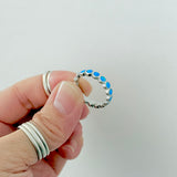 Sterling Silver Eternity Blue Lab Opal Ring, Wedding Band, Stackable Jewelry