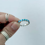 Sterling Silver Eternity Blue Lab Opal Ring, Wedding Band, Stackable Jewelry