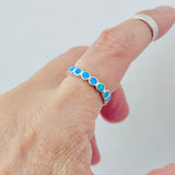 Sterling Silver Eternity Blue Lab Opal Ring, Wedding Band, Stackable Jewelry