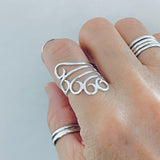 Sterling Silver Statement Swirl Wrap Ring, Boho Statement Rings, Swirly Jewelry
