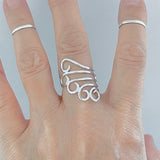 Sterling Silver Statement Swirl Wrap Ring, Boho Statement Rings, Swirly Jewelry