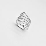 Sterling Silver Statement Swirl Wrap Ring, Boho Statement Rings, Swirly Jewelry