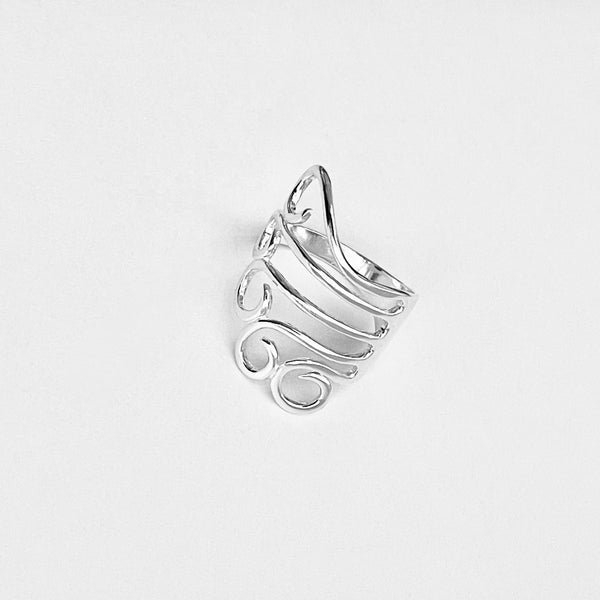 Sterling Silver Statement Swirl Wrap Ring, Boho Statement Rings, Swirly Jewelry