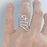 Sterling Silver Statement Swirl Wrap Ring, Boho Statement Rings, Swirly Jewelry