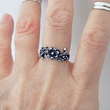 Sterling Silver Flower Ring with Swirls, Silver Rings, Floral Jewelry