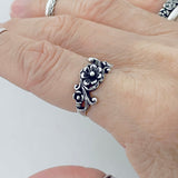 Sterling Silver Flower Ring with Swirls, Silver Rings, Floral Jewelry