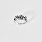 Sterling Silver Flower Ring with Swirls, Silver Rings, Floral Jewelry