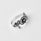 Sterling Silver Flower Ring with Swirls, Silver Rings, Floral Jewelry