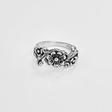 Sterling Silver Flower Ring with Swirls, Silver Rings, Floral Jewelry