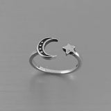 Sterling Silver Moon and Star Toe Ring, Silver Rings, Moon Ring, Boho Ring