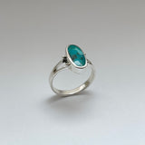 Sterling Silver Oval Genuine Turquoise Ring, Silver Ring, Turquoise Stone Ring, Boho Ring