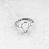 Sterling Silver Open Teardrop Ring, Boho Ring, Silver Ring, Drop Ring