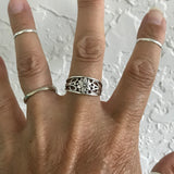 Sterling Silver Flower Ring with Swirls, Boho Ring, Silver Ring, Swirly Ring