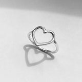 Sterling Silver Open Heart Ring, Boho Ring, Silver Ring, Love Ring