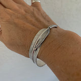 Sterling Silver Adjustable Feather Bangle, Boho Bracelet, Silver Bracelet, Angels Wing Bracelet