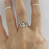 Sterling Silver Lotus Flower Ring, Silver Ring, Lotus Ring, Boho Ring, Spirit Ring