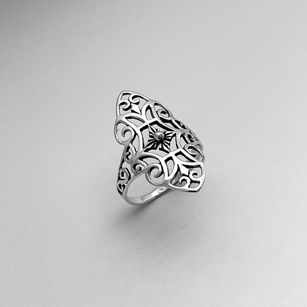 Sterling Sterling Thin Scroll and Filigree Ring, Silver Ring, Statement Ring, Swirly Ring, Boho Ring