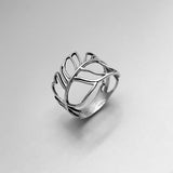 Sterling Silver Cut Out Wrapped Leaf Ring, Boho Ring, Silver Ring, Tree Ring