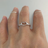 Sterling Silver Heart Hands Claddagh Ring, Silver Ring, Heart Ring, Hand Ring, Love Ring