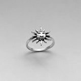 Sterling Silver Smiling Sun Ring, Silver Ring, Boho Ring, Sunshine Ring
