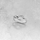 Sterling Silver Hooked Love Knot Ring, Dainty Ring, Boho Ring, Love Ring, Silver Ring