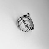 Sterling Silver Cut Out Wrapped Leaf Ring, Boho Ring, Silver Ring, Tree Ring