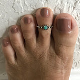 Sterling Silver Bali Style Toe Ring with Synthetic Turquoise, Bali Ring, Boho Ring, Silver Ring