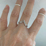 Sterling Silver Deep V Shape Ring, Silver Ring, Stackable Ring, Boho Ring
