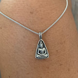 Sterling Silver Buddha Necklace, Silver Necklace, Boho Necklace, Yoga Necklace, Religious Ring