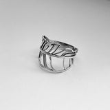 Sterling Silver Cut Out Wrapped Leaf Ring, Boho Ring, Silver Ring, Tree Ring